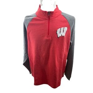 Captivating Wisconsin Badgers Mens Red Quarter Zip Pullover Sweatshirt XL NEW